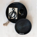 Black Rattan Serving Tray Medium