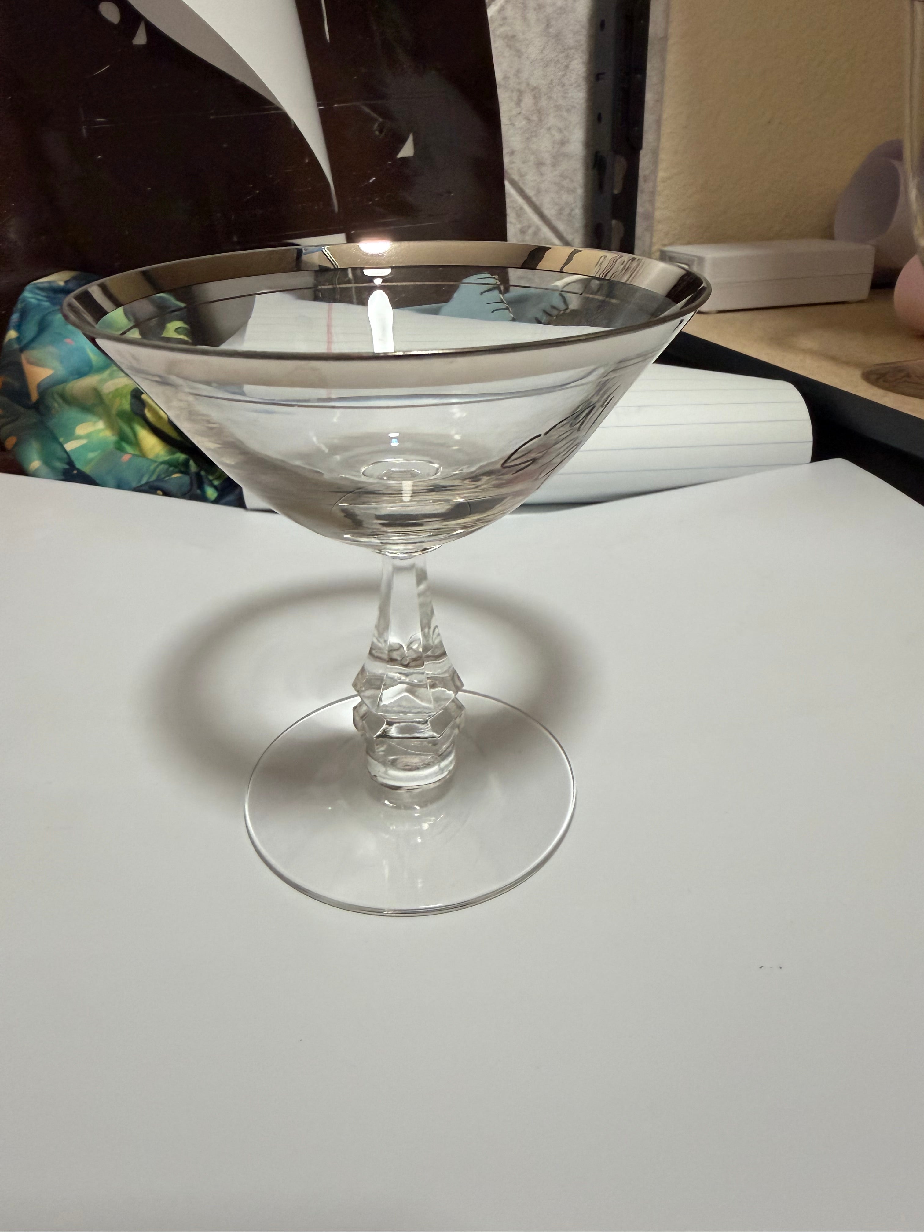 Tiffin Brookmar Platinum Trim Stemmed Glass
