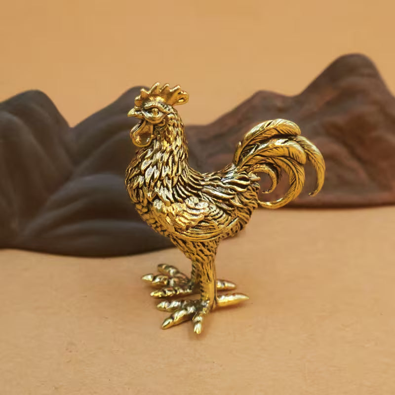 Brass Rooster Zodiac Figurine